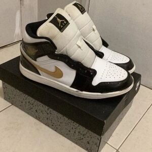 Jordan Kids' White and Gold Sneakers